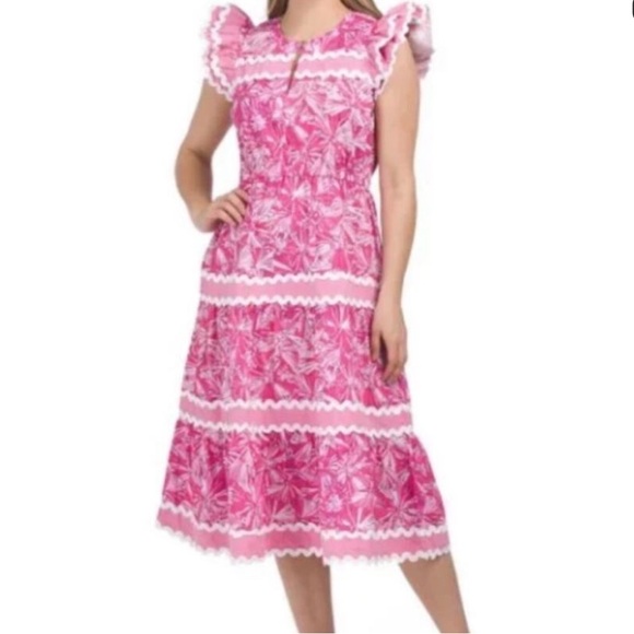 Sail to Sable Dresses & Skirts - Sail to Sable Flutter Sleeve Midi Dress Pink Floral Women's Dress